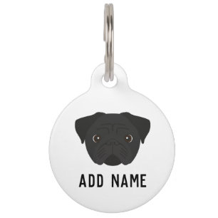 Médaillon Pour Animaux Chien de Carlin noir