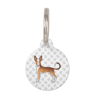 Médaillon Pour Animaux Chien de chasse ibizien à poil lisse rouge et blan