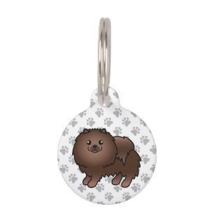 Médaillon Pour Animaux Chien de dessin animé mignon Pomeranian marron & i