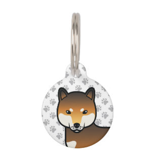 Médaillon Pour Animaux Chien de dessin animé Shiba Inu au sésame rouge &