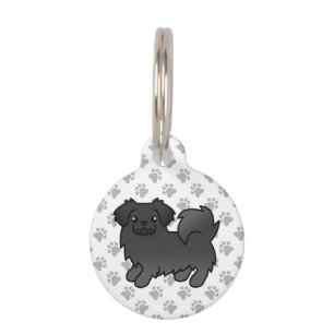 Médaillon Pour Animaux Chien de dessin animé Spaniel Tibétain noir & info