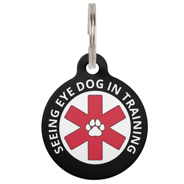 Médaillon Pour Animaux Chien de guide noir en formation (Devant)