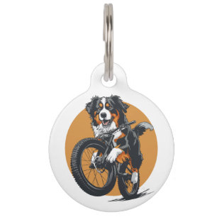 Médaillon Pour Animaux Chien De Montagne Bernois À Vélo De Montagne