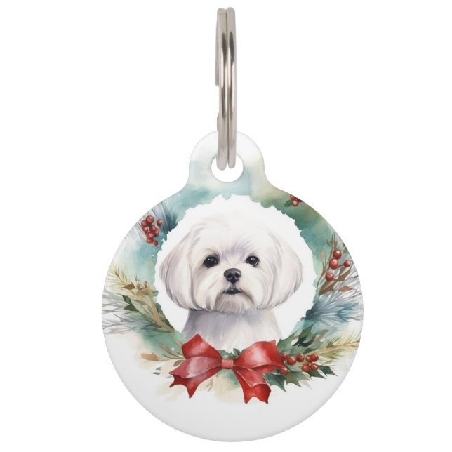 Médaillon Pour Animaux Chien de Noël festif de Malte (Devant)