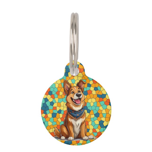 Médaillon Pour Animaux Chien de style dessin animé joyeux (Devant)