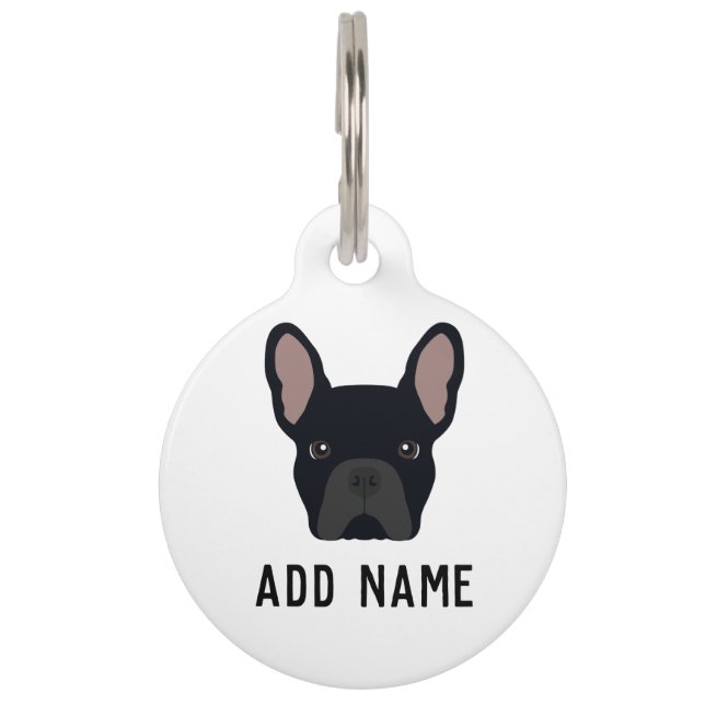 Médaillon Pour Animaux Chien de taureau français noir (Devant)