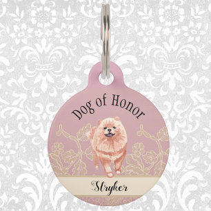 Médaillon Pour Animaux Chien d'honneur Jour de mariage avec Faux Lace Crè