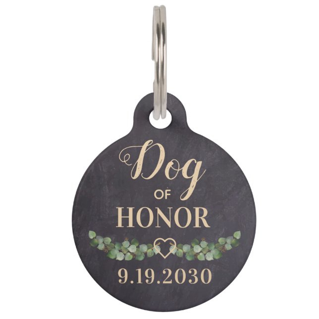 Médaillon Pour Animaux Chien D'Honneur Personnalisé Animaux Mariage (Devant)