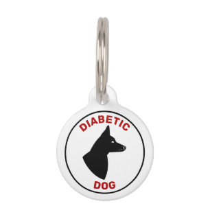 Médaillon Pour Animaux Chien Diabétique En Texte Rouge Avec Chien Aux Ore