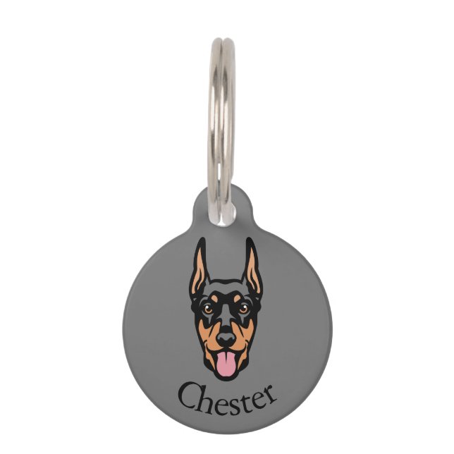 Médaillon Pour Animaux Chien Doberman mignon personnalisé (Devant)