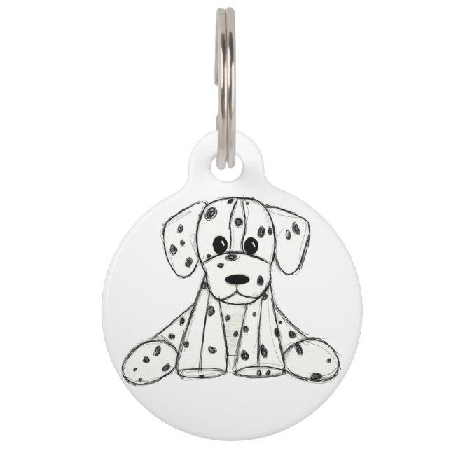 Médaillon Pour Animaux Chien en dalmate dessin simple noir (Devant)
