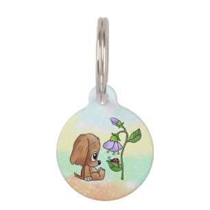 Médaillon Pour Animaux Chien et fleur