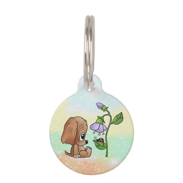 Médaillon Pour Animaux Chien et fleur (Devant)