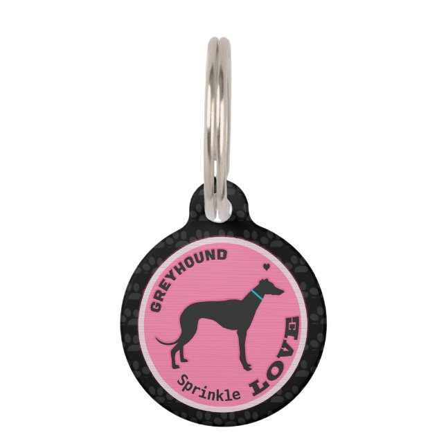 Médaillon Pour Animaux Chien Greyhound personnalisé (Devant)