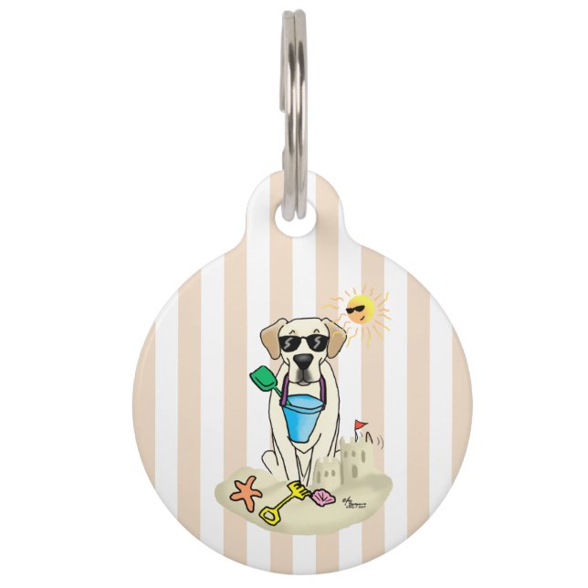 Médaillon Pour Animaux Chien Labrador Retriever jaune de plage d'été (Devant)