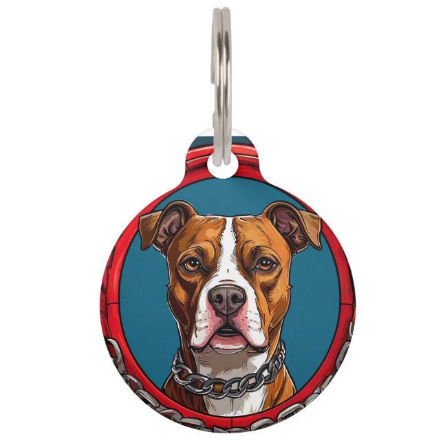 Médaillon Pour Animaux Chien Pitbull fort (Devant)