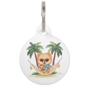 Médaillon Pour Animaux Chien Poméranien Dans Une Chemise Hawaïenne Hammoc