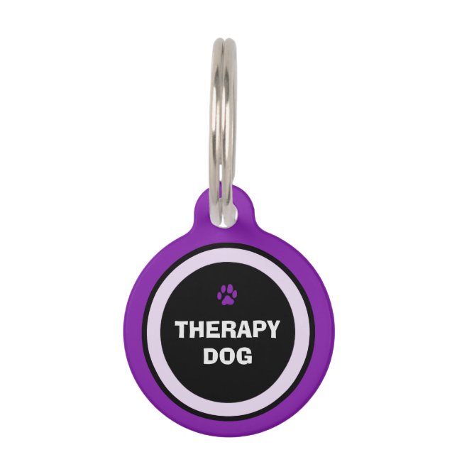 Médaillon Pour Animaux Chien pourpre et Noir d'étiquette d'identification (Devant)