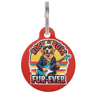 Médaillon Pour Animaux Chien Retriever d'Or Rock and Roll Pour Toujours