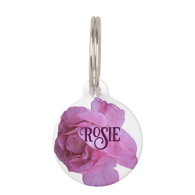 Médaillon Pour Animaux Chien Rosie personnalisable nom de chat rose rose  (Devant)
