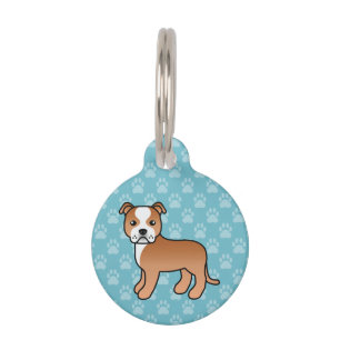 Médaillon Pour Animaux Chien Staffordshire Bull Terrier Rouge Et Blanc