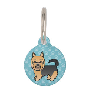 Médaillon Pour Animaux Chien Terrier Australien Bleu Et Tan Sur Fond Bleu