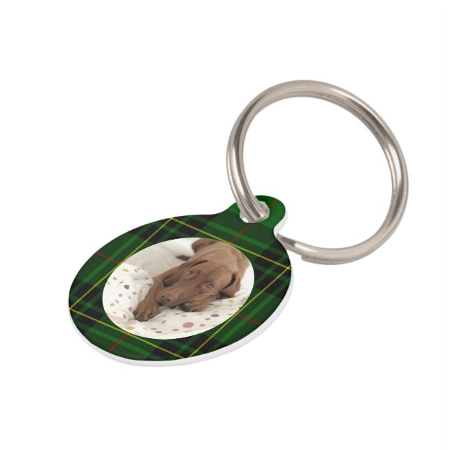 Médaillon Pour Animaux Chien vert tartan Forbes personnalisé (Côté )