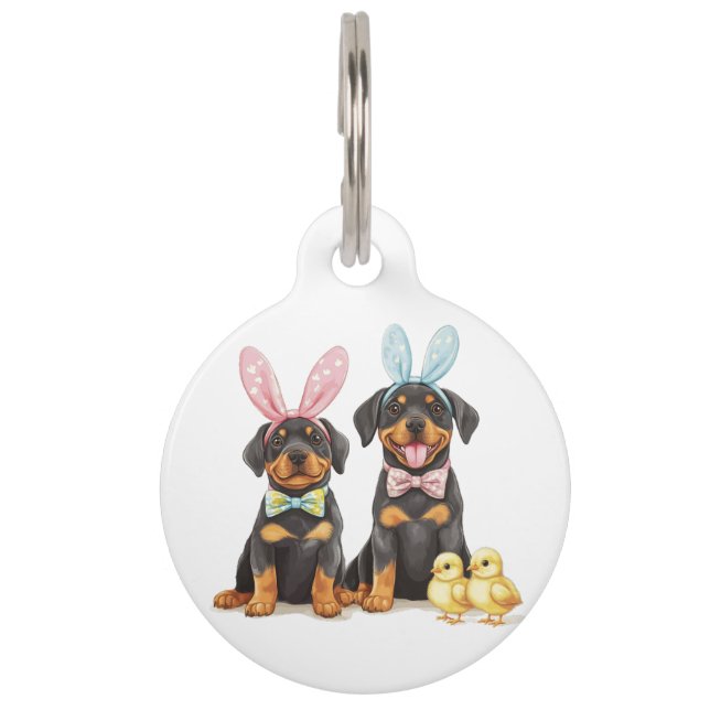 Médaillon Pour Animaux Chiens Bunny Oreilles de Pâques Rottweiler (Devant)