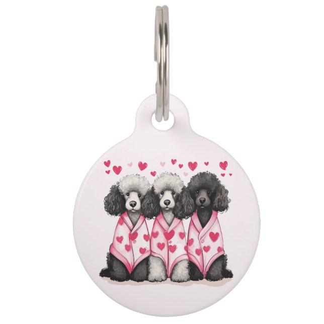 Médaillon Pour Animaux Chiens Caniches Standards pour la Saint-Valentin (Devant)