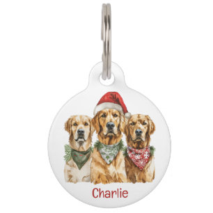 Médaillon Pour Animaux Chiens de Noël Golden Retriever