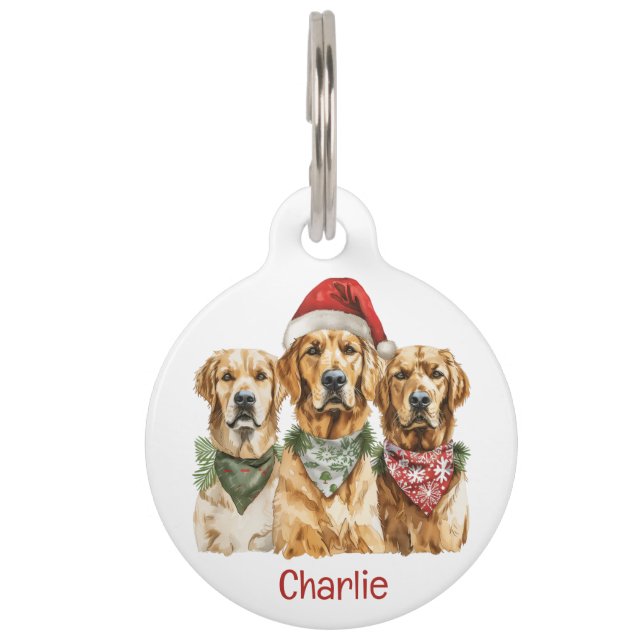 Médaillon Pour Animaux Chiens de Noël Golden Retriever (Devant)