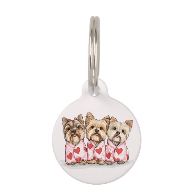 Médaillon Pour Animaux Chiens du Yorkshire Terrier de Valentines Day (Devant)