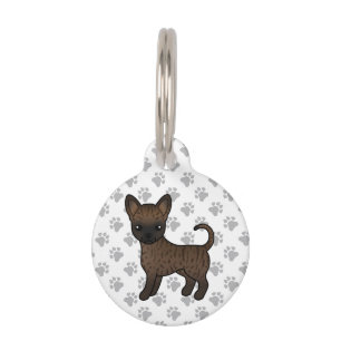Médaillon Pour Animaux Chihuahua à poil lisse bringé, chien de dessin ani