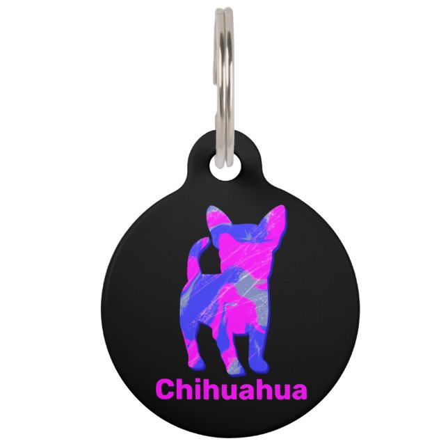 Médaillon Pour Animaux Chihuahua Crazy Hot Pink et Blue (Devant)