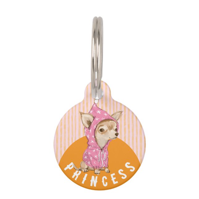 Médaillon Pour Animaux Chihuahua drôle mignon chien rose orange (Devant)