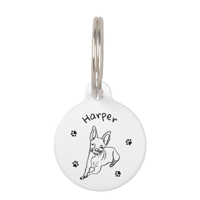 Médaillon Pour Animaux Chihuahua élégant : Décor Art Personnalisé (Devant)