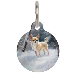 Médaillon Pour Animaux Chihuahua Noël sous la neige
