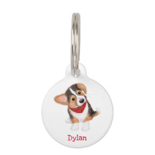 Médaillon Pour Animaux Chiot de corgi mignon personnalisées tag animal de