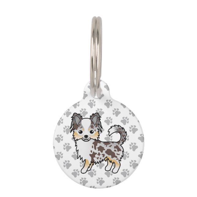 Médaillon Pour Animaux Chocolat Merle long manteau Chihuahua Dessin de Ch (Devant)