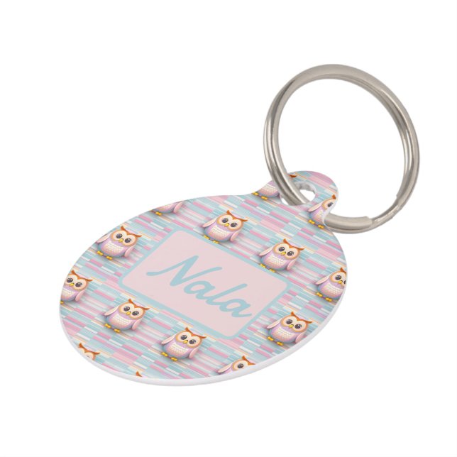 Médaillon Pour Animaux Chouette avec motifs transversaux (Côté )