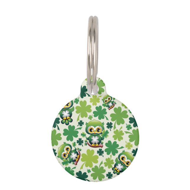 Médaillon Pour Animaux Chouette bébé mignon St Patrick dessin animé (Devant)