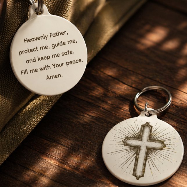 Médaillon Pour Animaux Christian Cross Faith Protection Prayer (Prayer of Protection. Christian Faith Cross. Attach to backpacks, key chains and other. )
