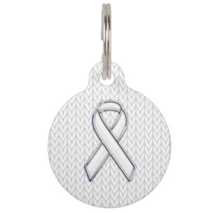 Médaillon Pour Animaux Chrome Comme Blanc Knit Ribbon Sensibilisation Imp