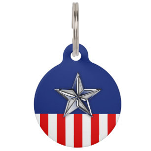Médaillon Pour Animaux Chrome Comme Silver Star Festive Couleurs patrioti