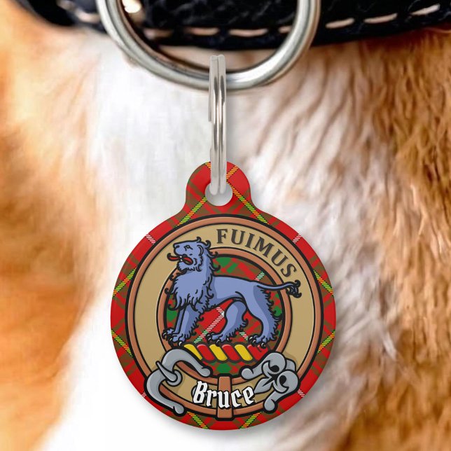 Médaillon Pour Animaux Cimier du clan Bruce sur tartan (Créateur téléchargé)