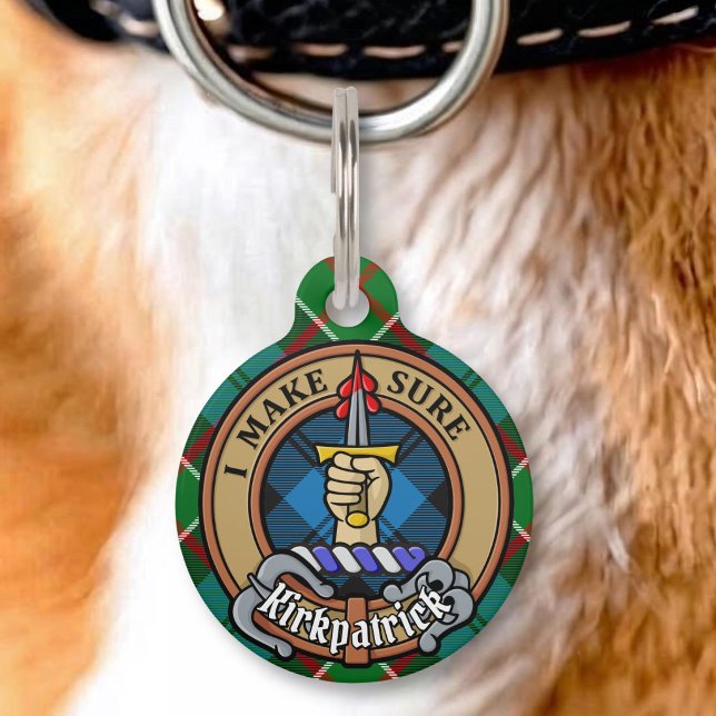Médaillon Pour Animaux Cimier du clan Kirkpatrick sur tartan (Créateur téléchargé)