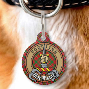 Médaillon Pour Animaux Cimier du clan MacAlister sur tartan