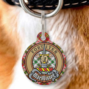Médaillon Pour Animaux Cimier du clan MacAlister sur tartan de robe