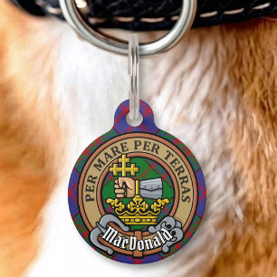 Médaillon Pour Animaux Cimier du clan MacDonald sur tartan