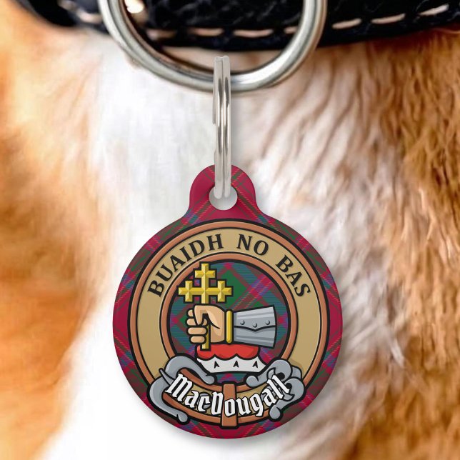 Médaillon Pour Animaux Cimier du clan MacDougall sur tartan (Créateur téléchargé)